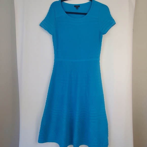 Talbots Dresses & Skirts - Talbots, Size M, Turquoise Rayon/Nylon short sleeve, midi lightweight knit dress